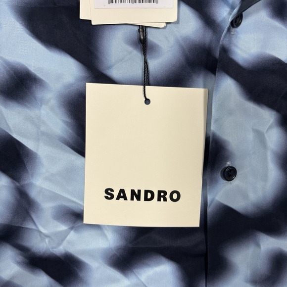 Sandro Blurry Flower Print Short Sleeve Button Up Shirt Men's Size Large NWT - Picture 5 of 9